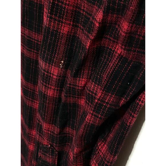 XXX Rude Flannel 2 Pocket Plaid Button Shirt Mens S Skater Grunge Lumberjack Y2K - Picture 6 of 9